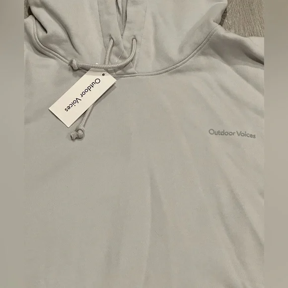 Outdoor Voices Womens Soft Cotton Gray Cream Hoodie Size M Color Block Oversized - Picture 4 of 15
